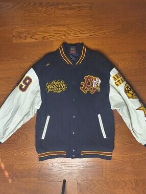 Vintage Akademiks Stadium Division Varsity Jacket Leather Sleeves XXL Y2K